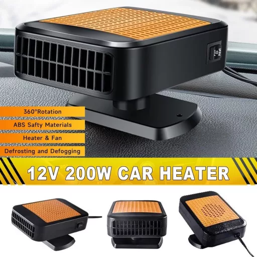 WEQNGIU Încălzitor auto 12V 200W, încălzire rapidă, dezaburire parbriz, brichetă auto