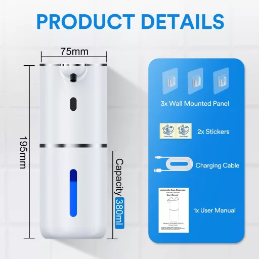 Fachixy Automata Szappan Adagoló 380ml Digitális Kijelzővel USB Töltéssel