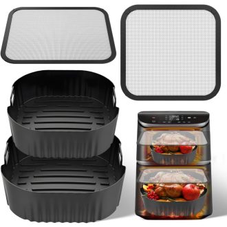   Dbuwqips 4 részes légfritőz kiegészítő szett Cosori Turbo Tower Pro-hoz szilikon sütőformákkal