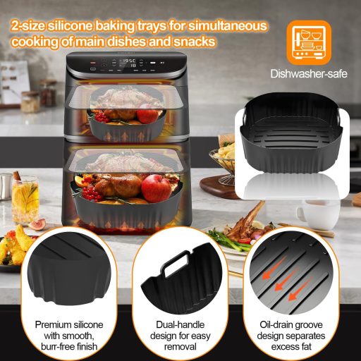 Dbuwqips 4 részes légfritőz kiegészítő szett Cosori Turbo Tower Pro-hoz szilikon sütőformákkal