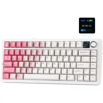  EPOMAKER X Aula F75 MAX Mechanikus Gaming Billentyűzet 75% TFT Kijelzővel Fehér-Rózsaszín