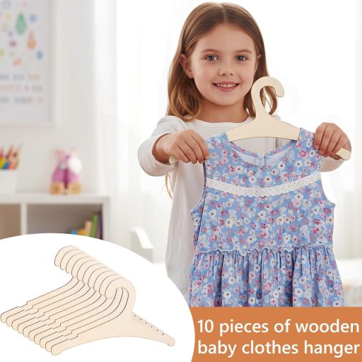 Nogeqi 10 db gyerek fa ruhaakasztó, csúszásmentes, baba ruhákhoz, tartós