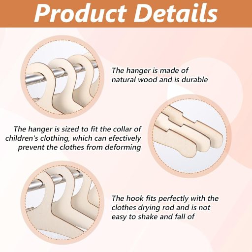 Nogeqi 10 db gyerek fa ruhaakasztó, csúszásmentes, baba ruhákhoz, tartós
