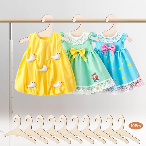 Nogeqi 10 db gyerek fa ruhaakasztó, csúszásmentes, baba ruhákhoz, tartós