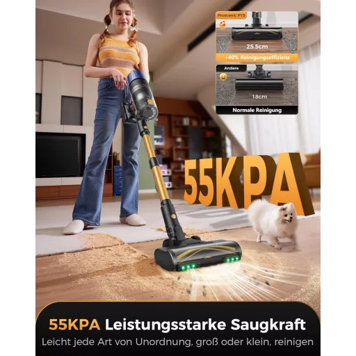 Proscenic P15 Vezeték nélküli porszívó 70 perc üzemidő 55 kPa teljesítmény