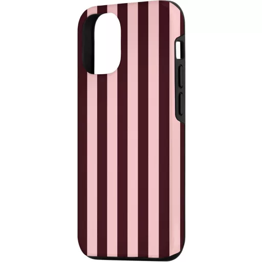 Preposh iPhone 12/12 Pro Rózsaszín-Bordó Csíkos Preppy Tok