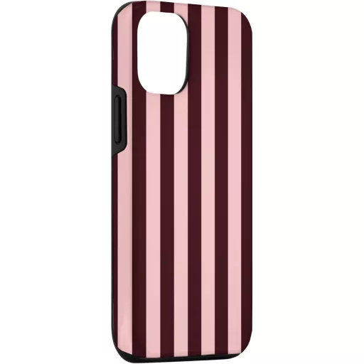 Preposh iPhone 12/12 Pro Rózsaszín-Bordó Csíkos Preppy Tok