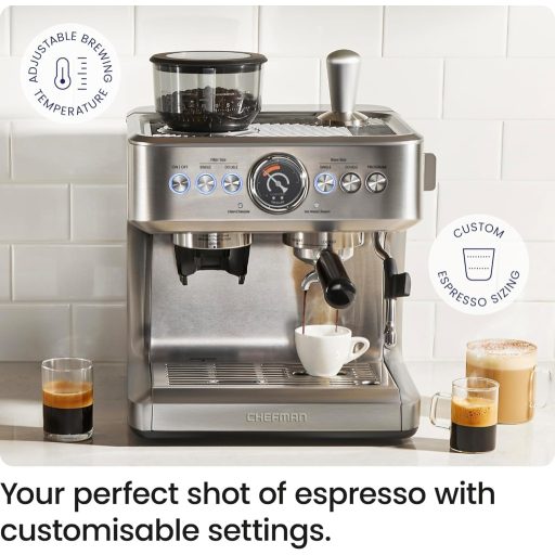 Chefman Crema Supreme 15 bar espresso kávéfőző tejhabosítóval és kávéőrlővel