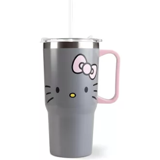   p:os Hello Kitty ivópohár fedéllel és szívószállal 540ml szürke