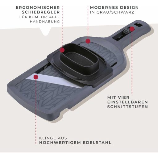Fackelmann rozsdamentes zöldségvágó 4 fokozatú szeletelővel és maradék tartóval