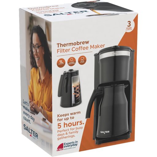 Salter Thermobrew Filteres Kávéfőző 8 Csésze, 1L Termikus Üveg, 5 Órás Hőtartás