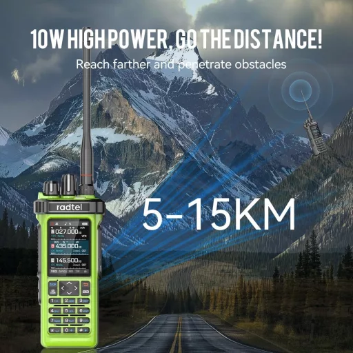 Radtel RT-950 PRO amatőr rádió GPS/APRS 10W walkie talkie zöld + programozó kábel