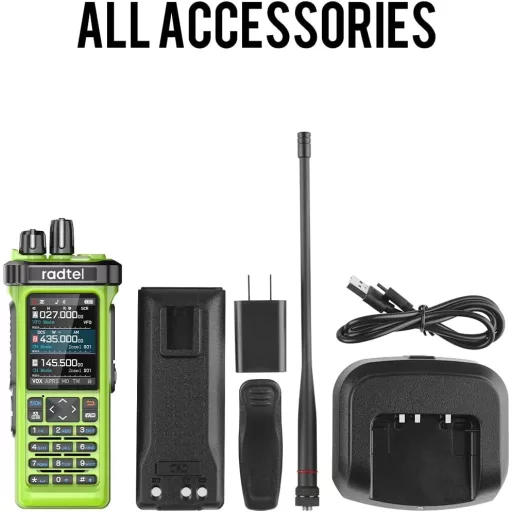 Radtel RT-950 PRO amatőr rádió GPS/APRS 10W walkie talkie zöld + programozó kábel
