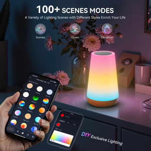 Auxmir Smart Éjjeli Lámpa RGBICWW WiFi Alexa Google Vezérlés Dimmer