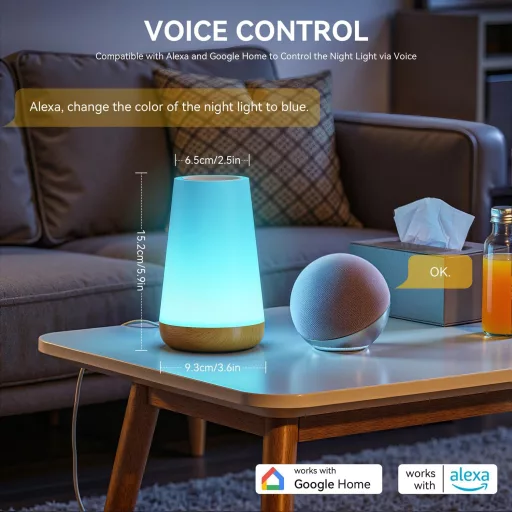 Auxmir Smart Éjjeli Lámpa RGBICWW WiFi Alexa Google Vezérlés Dimmer