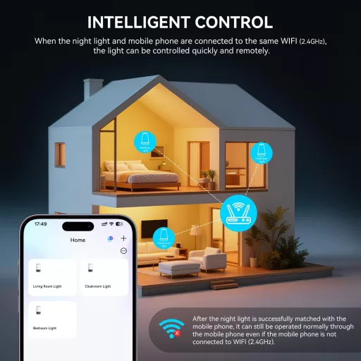 Auxmir Smart Éjjeli Lámpa RGBICWW WiFi Alexa Google Vezérlés Dimmer