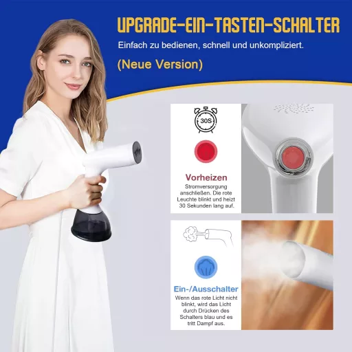 Rolipo 1640W gőzölő 400ml tartállyal ruhafrissítő utazáshoz otthonhoz