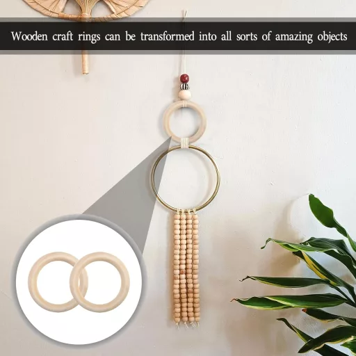 VTYTZZ 8 db Fa Gyűrű 10 cm Natúr Fa Makramé Gyűrű DIY Ékszer Karkötő Függöny