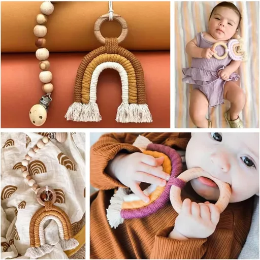VTYTZZ 8 db Fa Gyűrű 10 cm Natúr Fa Makramé Gyűrű DIY Ékszer Karkötő Függöny