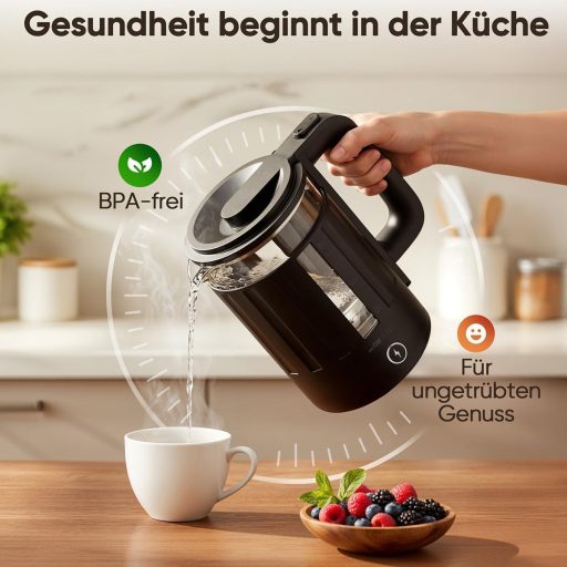 Clatronic WK 3837 üveg vízforraló 1,7 liter BPA mentes egykezes működés