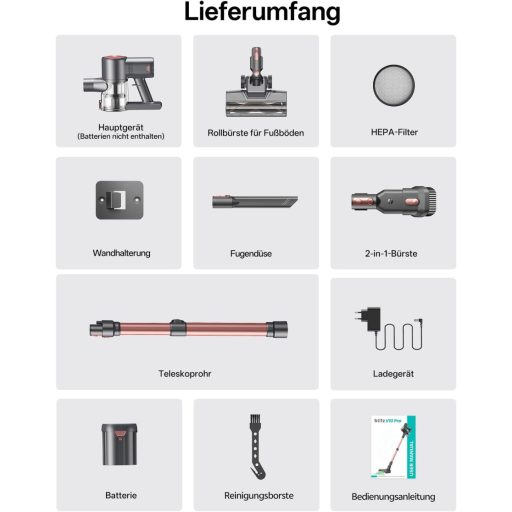 Vexilar V10Pro Cordless Vezeték Nélküli Porszívó 450W 45Kpa Érintőkijelzővel