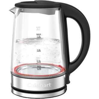   Cuisinart 1.7 L Glass Kettle with Variable Temperature Control, 3 kW Quick Boil Function, Cool Touch, Double-Walled Design, BPA-Free, Drip-Free Spout, 360° Rotating Base