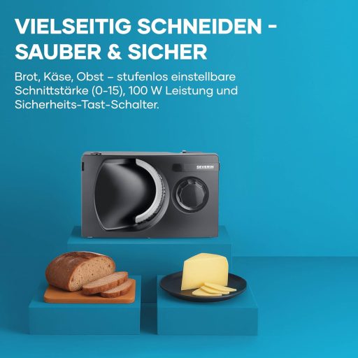 SEVERIN AS 9595 kenyér- és hússzeletelő állítható vágáserősséggel