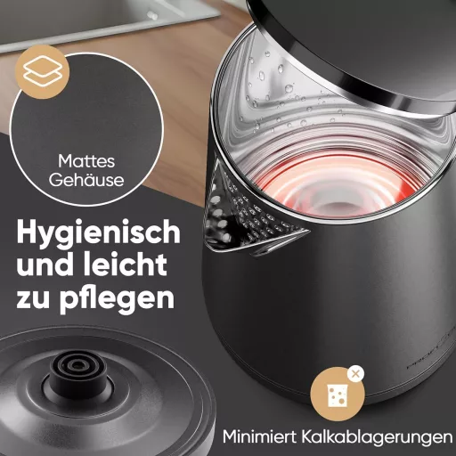 ProfiCook PC WK 1290 Elektromos Vízforraló 1,5L 2200W Rozsdamentes Acél Grafit