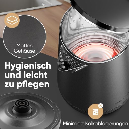 ProfiCook PC WK 1290 Elektromos Vízforraló 1,5L 2200W Rozsdamentes Acél Grafit