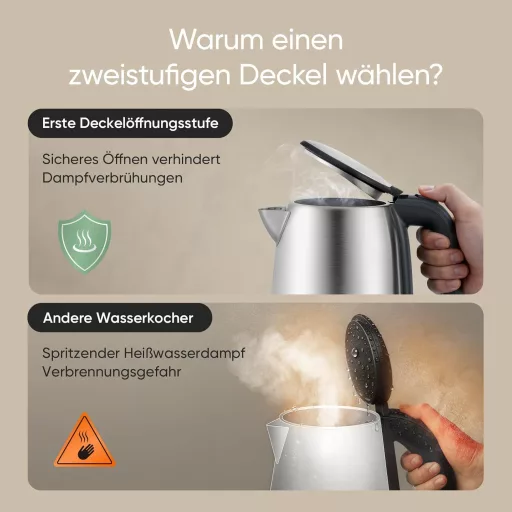 Nerezová rýchlovarná kanvica COSORI 1,7 l, technológia Strix, 2200 W, rýchly ohrev