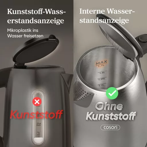 COSORI Rozsdamentes Vízforraló 1.7L Strix Technológia 2200W Gyors Felmelegítés