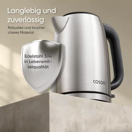 Nerezová rýchlovarná kanvica COSORI 1,7 l, technológia Strix, 2200 W, rýchly ohrev
