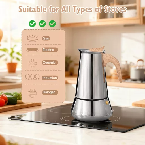 Romon Moka Kanna 350ml Rozsdamentes Acél Elektromos és Gáztűzhelyre