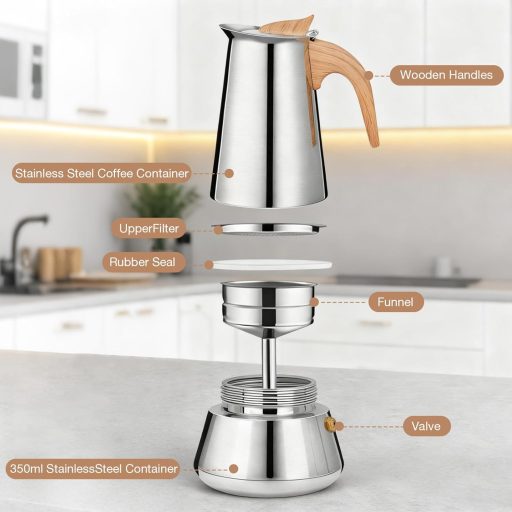 Romon Moka Kanna 350ml Rozsdamentes Acél Elektromos és Gáztűzhelyre