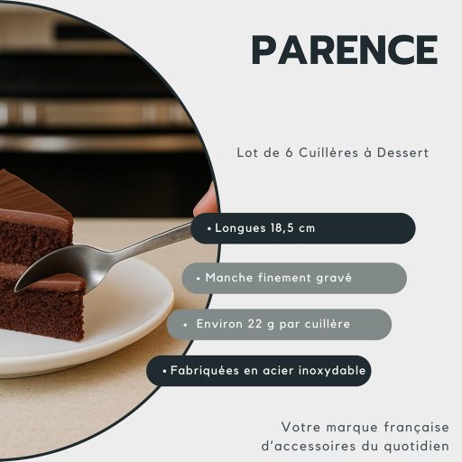 PARENCE 6 darabos hosszú desszert kanál szett 18,5 cm rozsdamentes acél gravírozott nyéllel