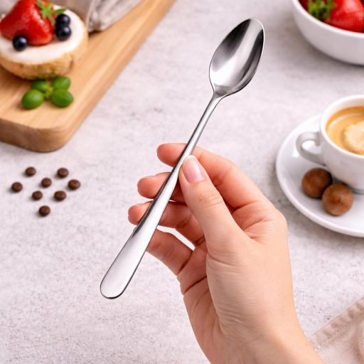 PARENCE 6 darabos hosszú desszert kanál szett 18,5 cm rozsdamentes acél gravírozott nyéllel