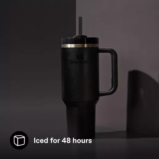 Termos Stanley Quencher H2.0, 1,2L, Negru - Menține băuturile reci 11 ore - 1180 ml, Black, Core