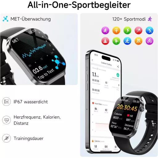 Lgnitek 2026 Smartwatch ECG + HRV Egészségfigyelő 2.2" Kijelzővel Android iOS