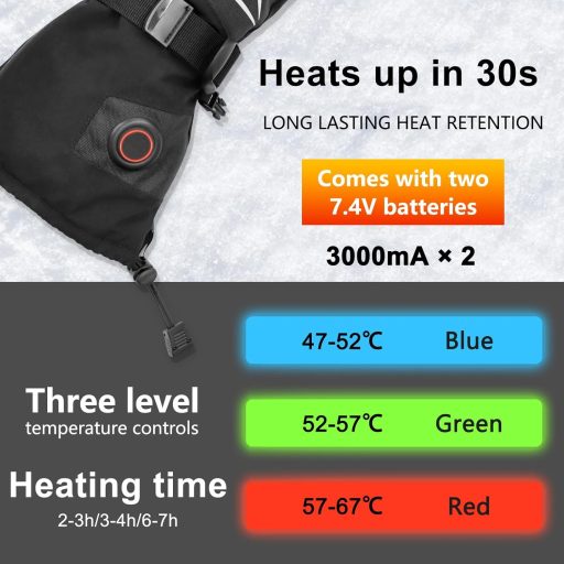 Vyhrievané rukavice Loowoko, 7,4 V, 3000 mAh batéria, veľkosť M