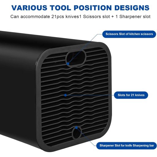 MFUSUL Fekete Kés Tartó 21 Részes Lecsapódó Funkcióval Konyhai Késtartó