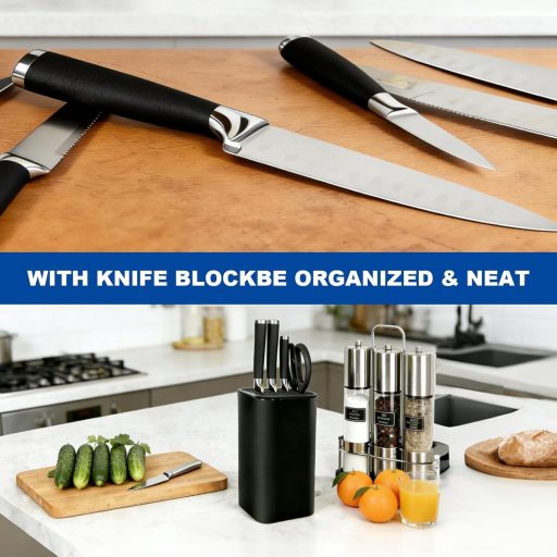 MFUSUL Fekete Kés Tartó 21 Részes Lecsapódó Funkcióval Konyhai Késtartó