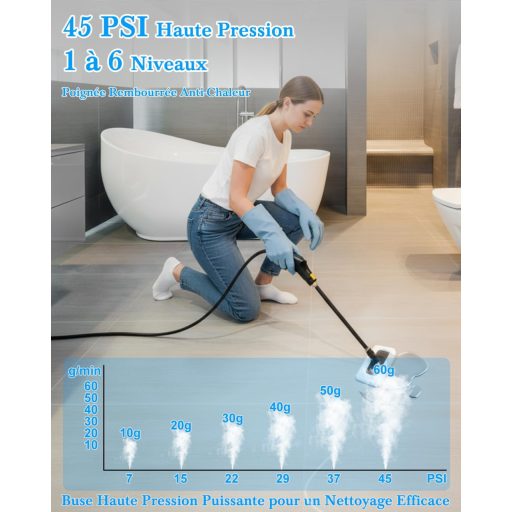 mecmic Hordozható Gőztisztító 2500W 120°C Gyors Felmelegítés 1.6L Tartály