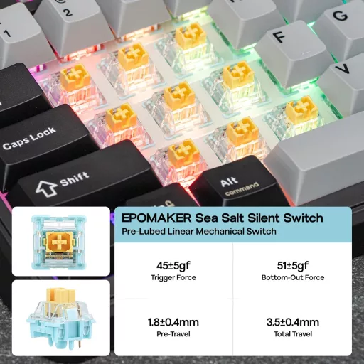 EPOMAKER TH99 PRO 96% Mechanikus Gamer Billentyűzet RGB LED, Vezeték Nélküli 2.4GHz Bluetooth, Hot Swap, Fekete