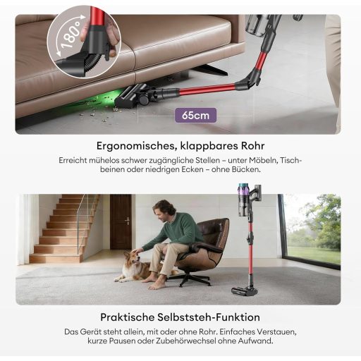 Ultenic 55000 Pa vezeték nélküli porszívó 80 perc üzemidő, 600W, érintőképernyő, állványos töltővel