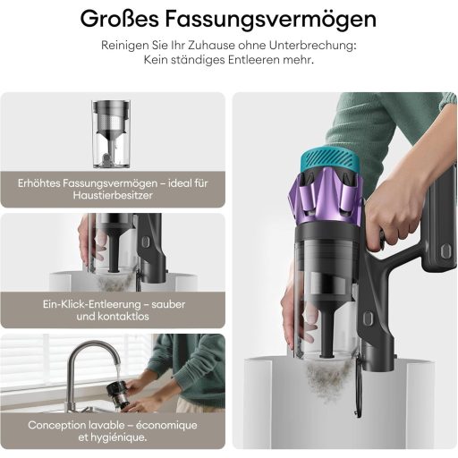 Ultenic 55000 Pa vezeték nélküli porszívó 80 perc üzemidő, 600W, érintőképernyő, állványos töltővel