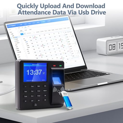 Kocusu 3in1 Ujjlenyomat Órajelenléti Gép 10 Kártyával 1000 Felhasználóhoz