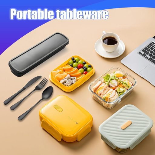 Horktrust 4 részes rozsdamentes utazó evőeszköz szett táskával, mosogatógépben mosható kempingezéshez