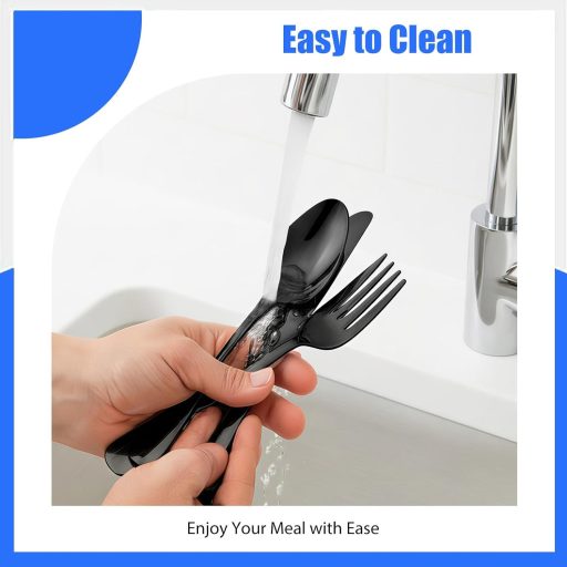 Horktrust 4 részes rozsdamentes utazó evőeszköz szett táskával, mosogatógépben mosható kempingezéshez