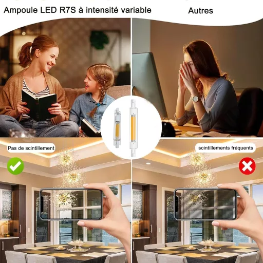 Aseoacc R7S LED 118mm 30W dimmelhető meleg fehér 3000K 3000lm COB 360°
