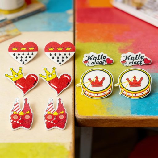 Sada 10 karnevalových odznakov Kazunark, karnevalové gombíkové odznaky z Kolína nad Rýnom ku kostýmu